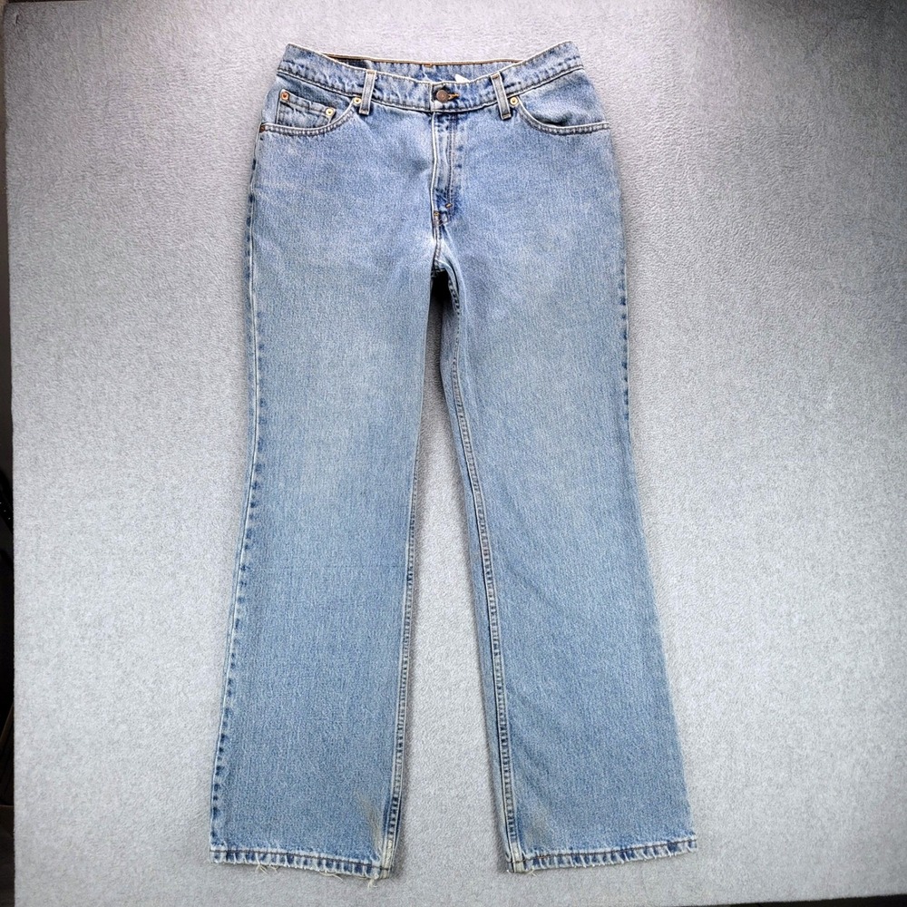 Levis 517 Boot Cut Jeans‎ Womens 13 JR M Blue Low Rise Denim Distressed 32x31